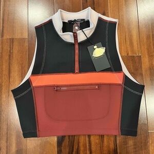 New NWT Scotch & Soda Black Swim Scuba Top Colorblock Zip Mock Neck‎ Size Small